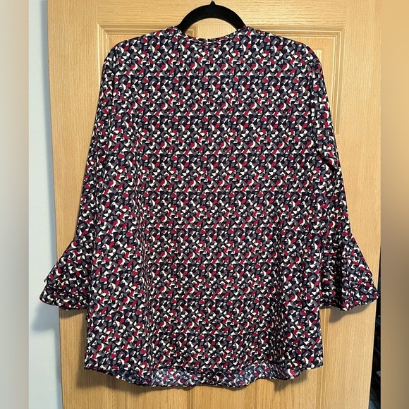Ralph Lauren Geometric Ruffle Sleeve Blouse - Picture 6 of 8